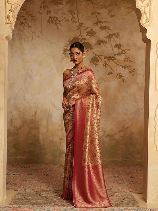 71uSMIwTu2L._SY741_ Women's Embroidery Saree With Unstitched Blouse - Image 1