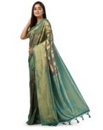 Floral Print Saree with Contrast Border - Image 3