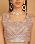 Embellished Saree with Contrast Border - Image 6