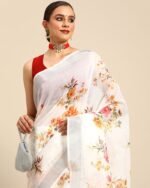 Women Floral Print Saree with Tassels - Image 4